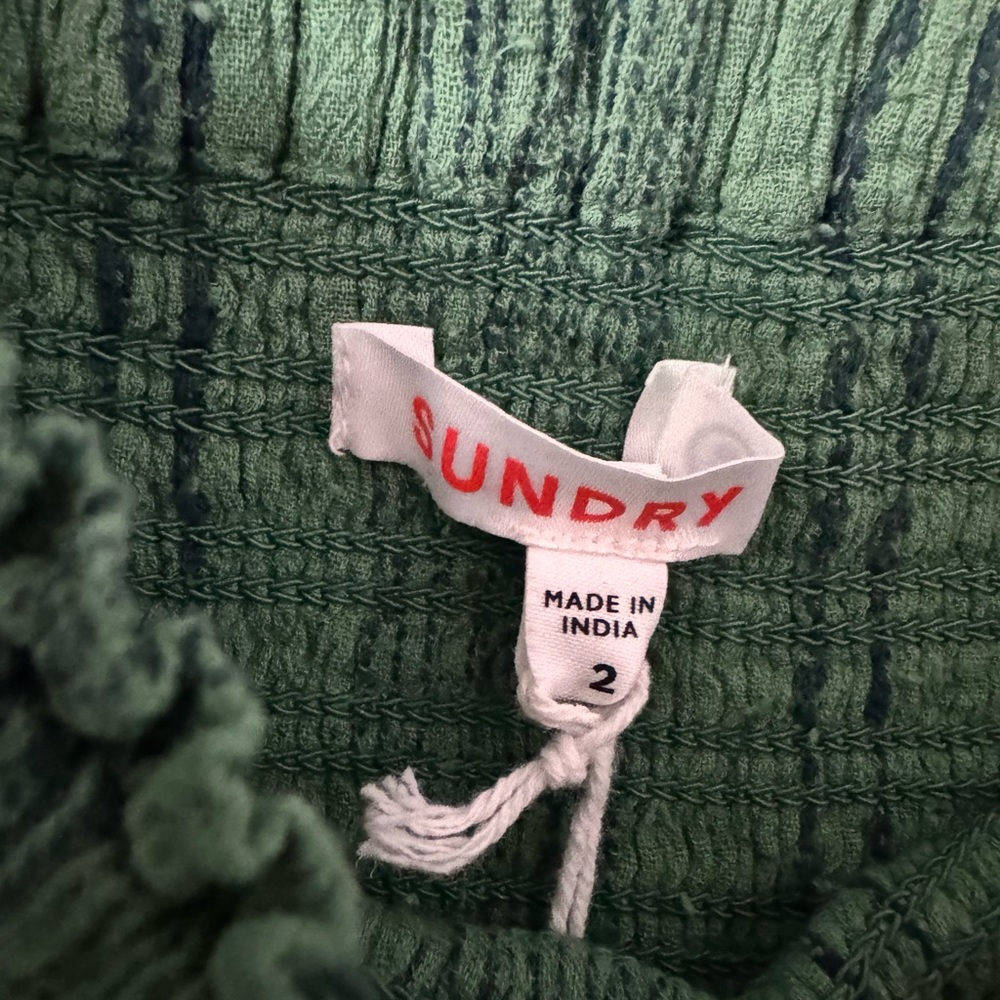 REVOLVE Sundry Green Shirred Mini Skirt with Ruffled Smocking Medium New - Picture 4 of 4